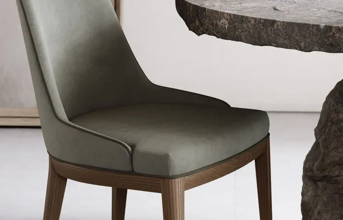 Anna dining sidechair with wood base ls1